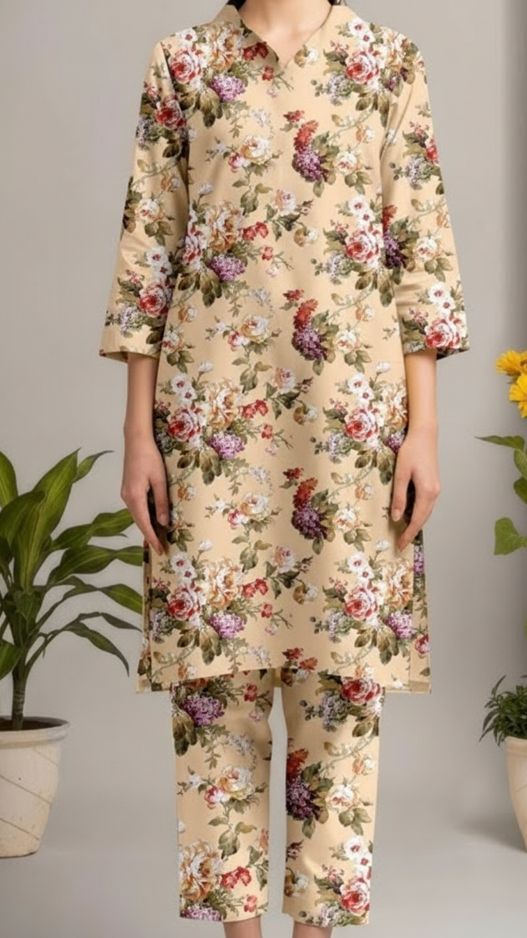 2PC Unstitched Slub Khaddar Suit UW5040