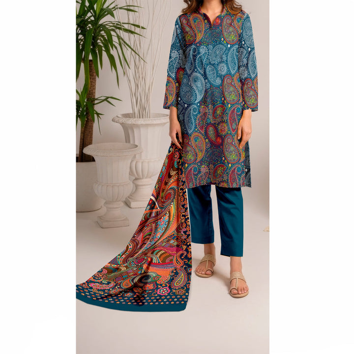 3 PC Printed Slub Khaddar Suit UW5053