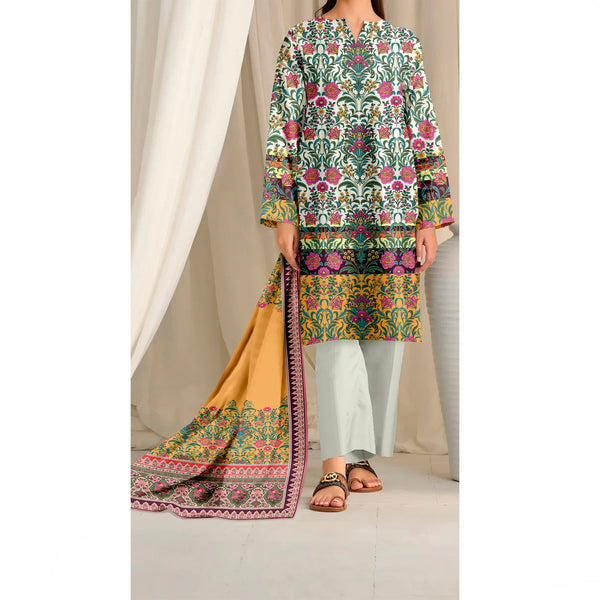 3 PC Printed Slub Khaddar Suit UW5055
