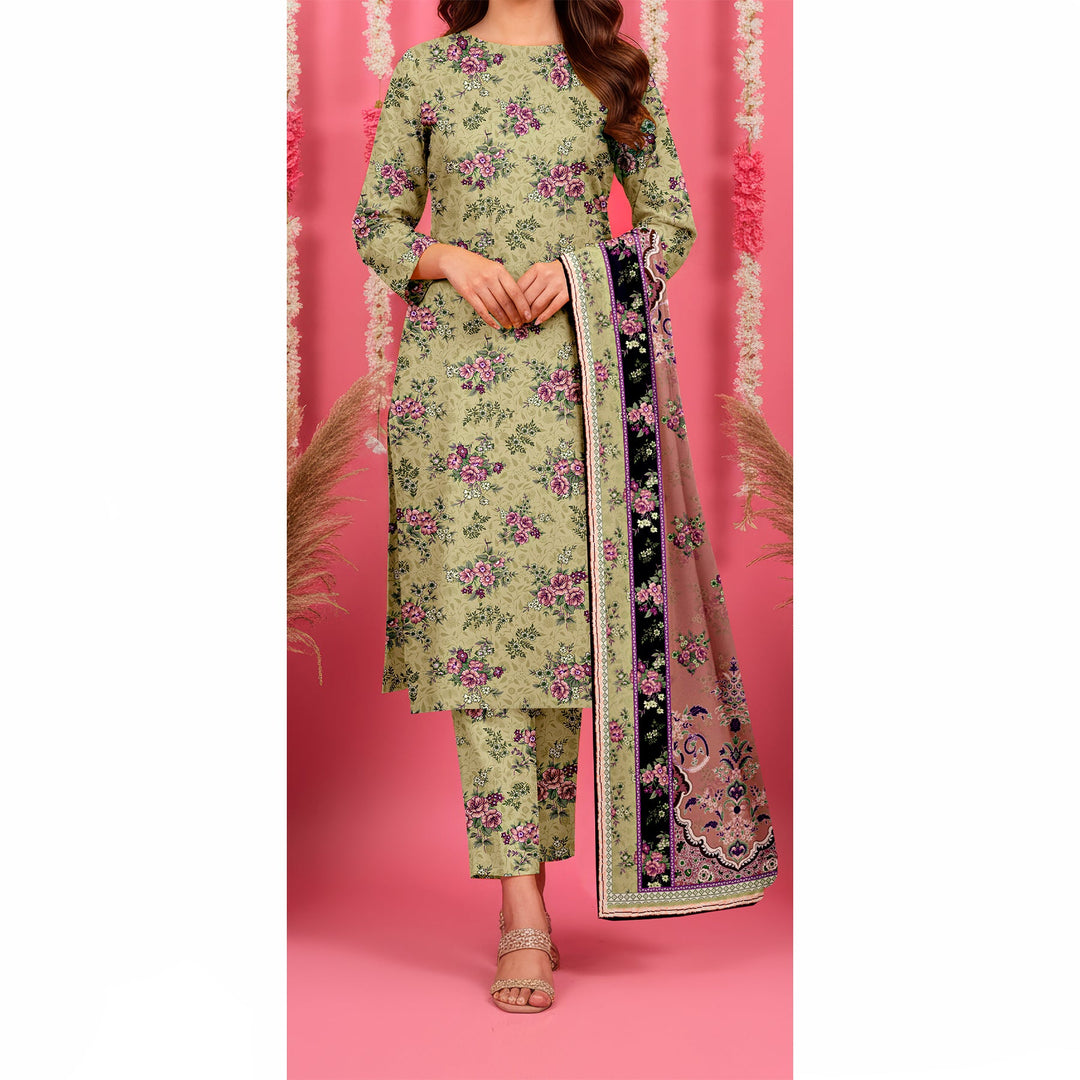 3 PC Printed Slub Khaddar Suit UW5058