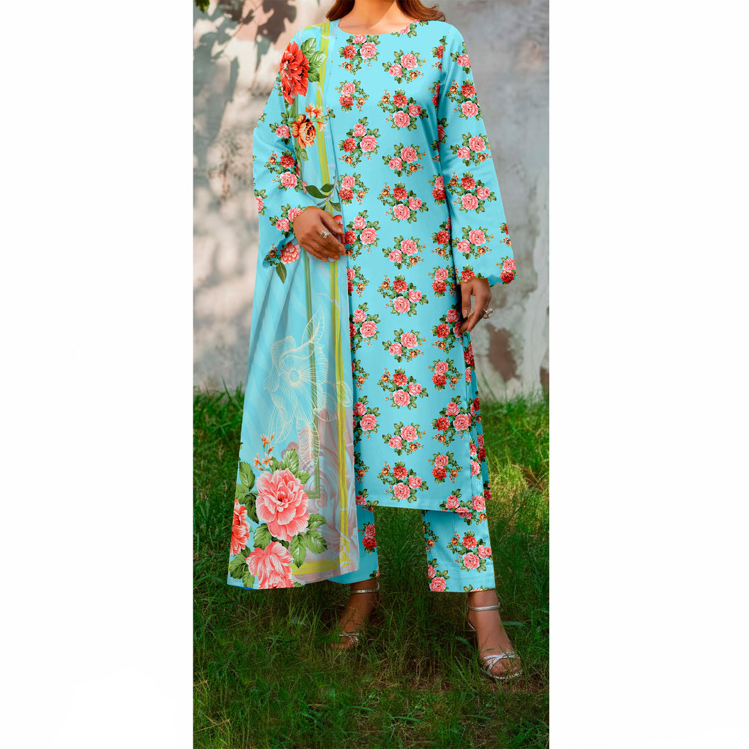 3 PC Printed Slub Khaddar Suit UW5060