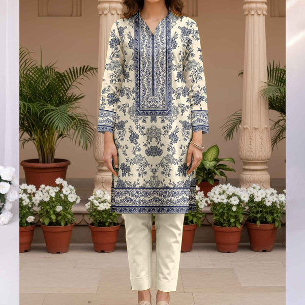 2PC- Unstitched Printed Cotton Cambric suit UW5074