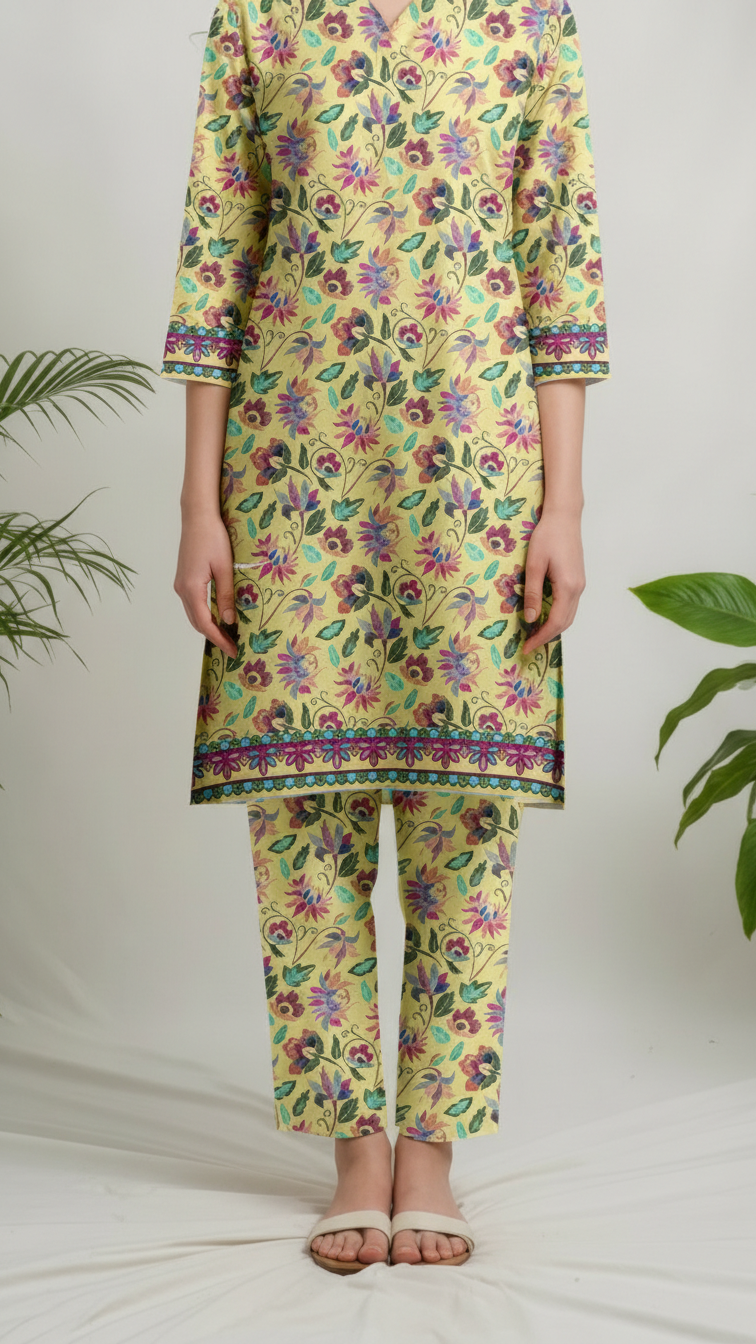 2 PC Unstitched Printed Suit UW5075