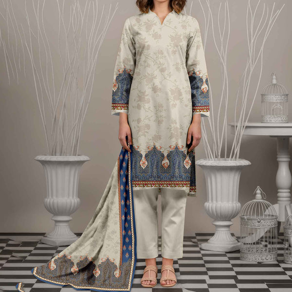 3PC- Unstitched Printed Cotton Cambric suit UW5082