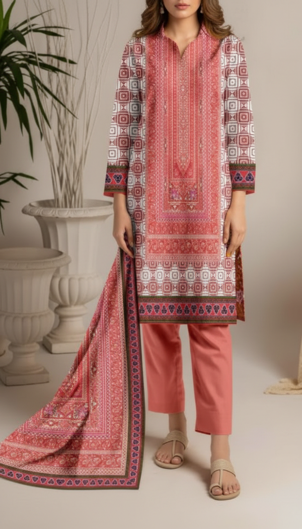 3PC Unstitched Printed Suit UW5083
