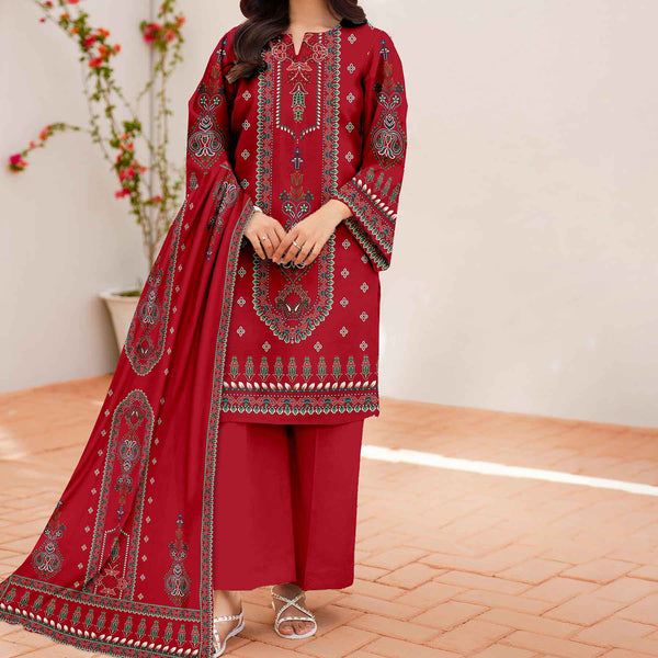 3PC- Unstitched Printed Cotton Cambric suit UW5084