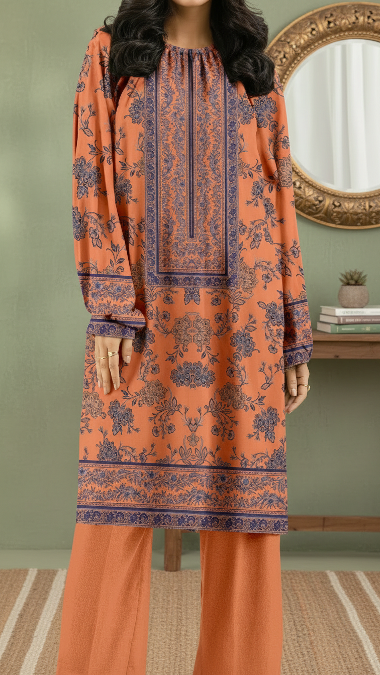2PC- Unstitched Printed Cotton Cambric suit UW5086