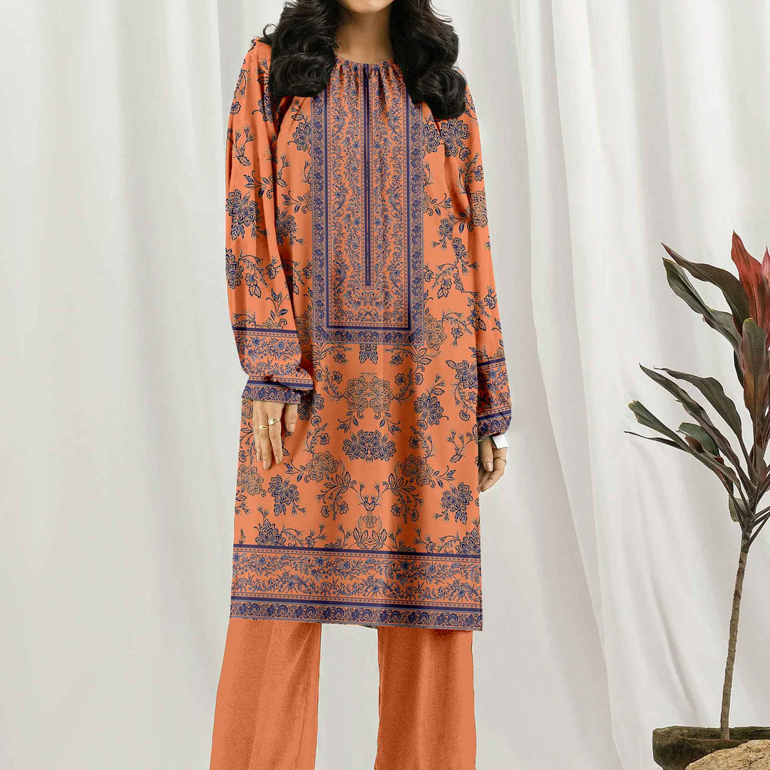 2PC- Unstitched Printed Cotton Cambric suit UW5086