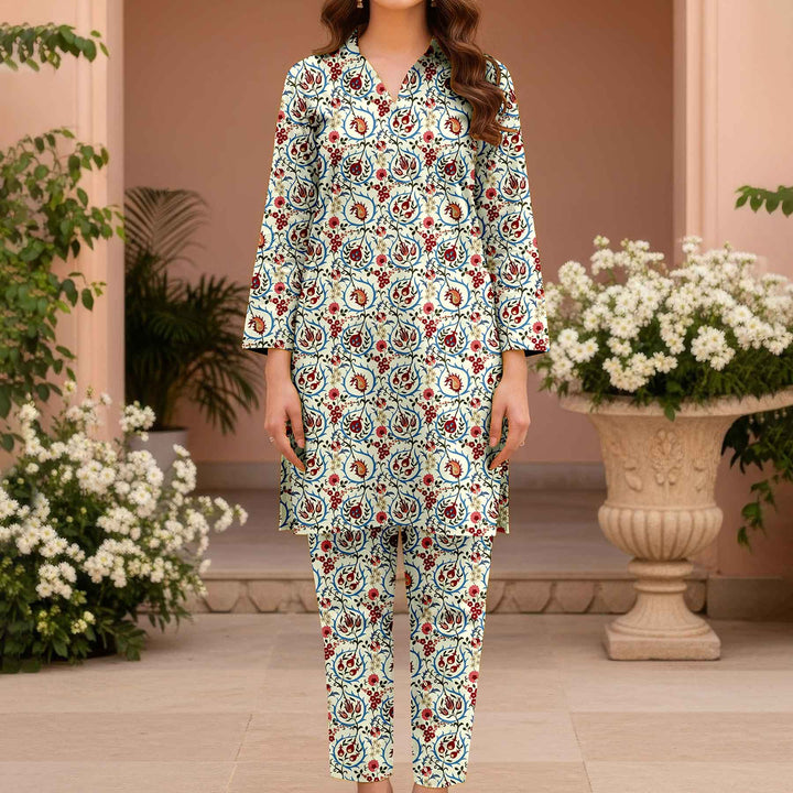 2PC- Unstitched Printed Cotton Cambric suit UW5092