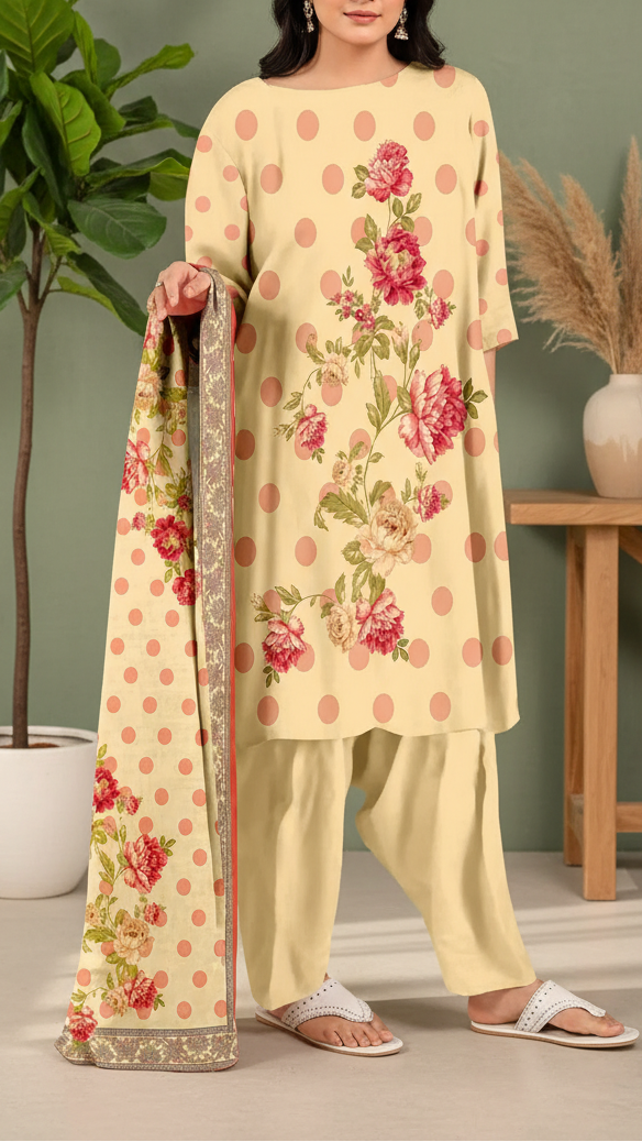 3PC Unstitched Printed Suit UW5098