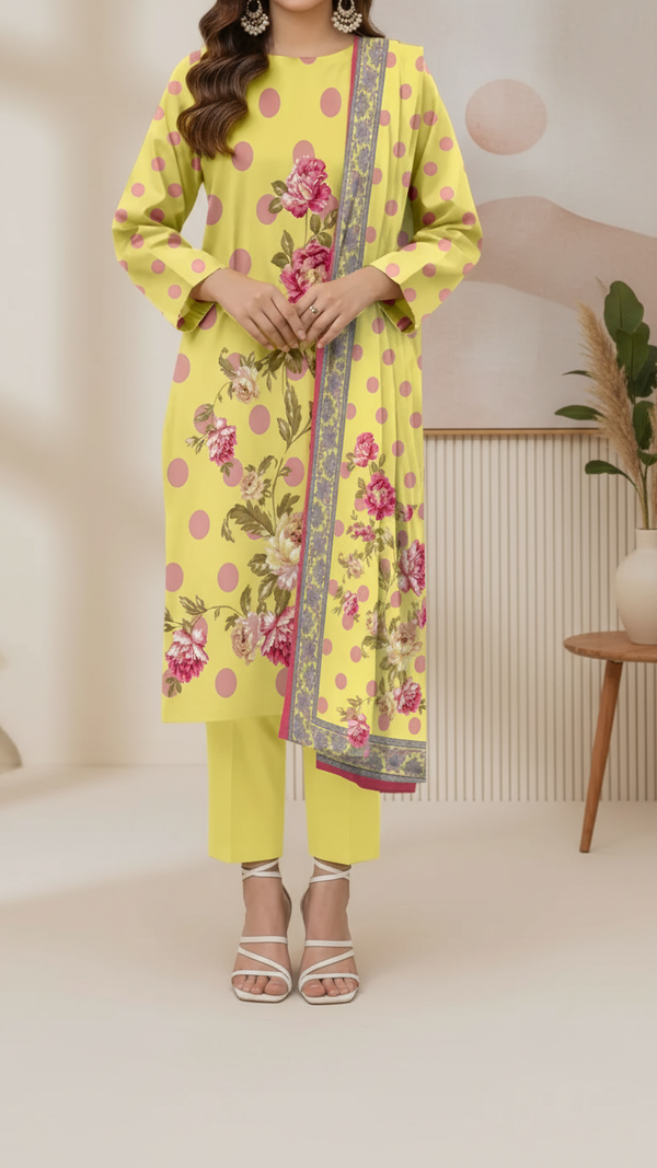 3PC Unstitched Printed Suit UW5099