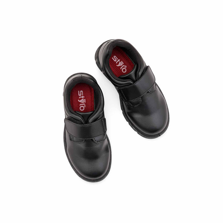 Boys Black Velcro Strap School Shoes WKS017
