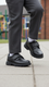Boys Black Velcro Strap School Shoes WKS017