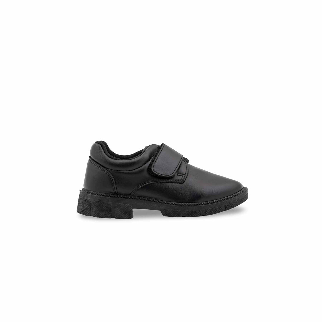 Boys Black Velcro Strap School Shoes WKS017