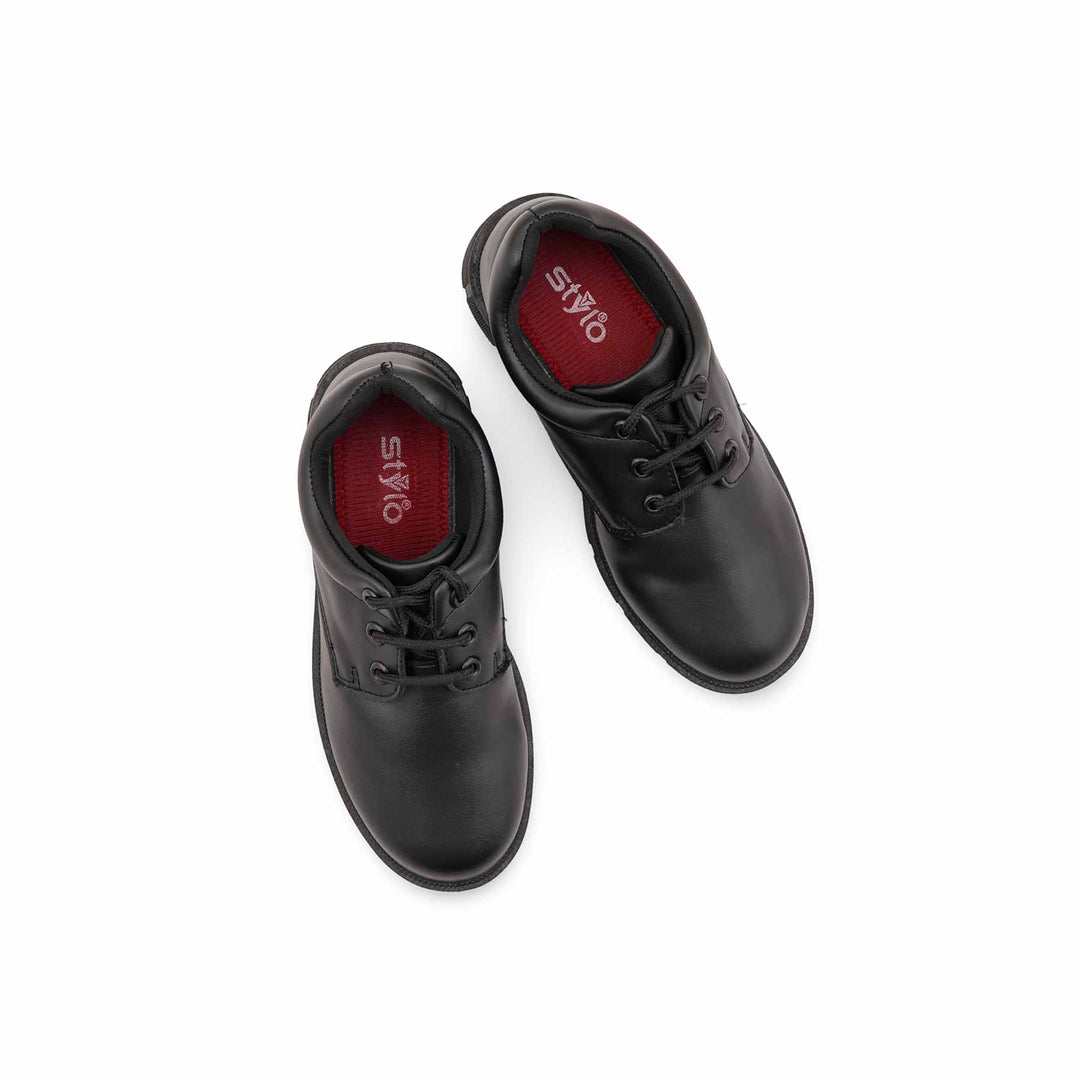 Boys Black Lace Up School Shoes WKS020