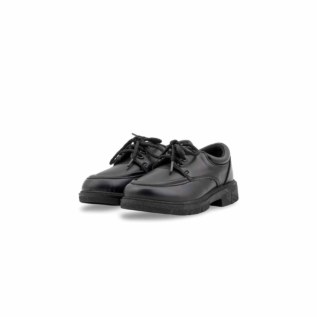Boys Black Lace Up School Shoes WKS021