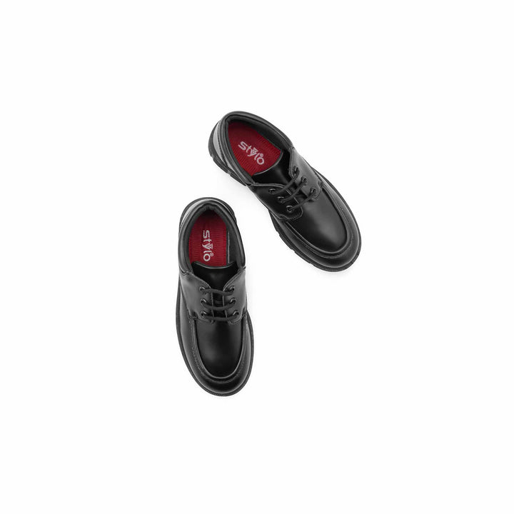 Boys Black Lace Up School Shoes WKS022