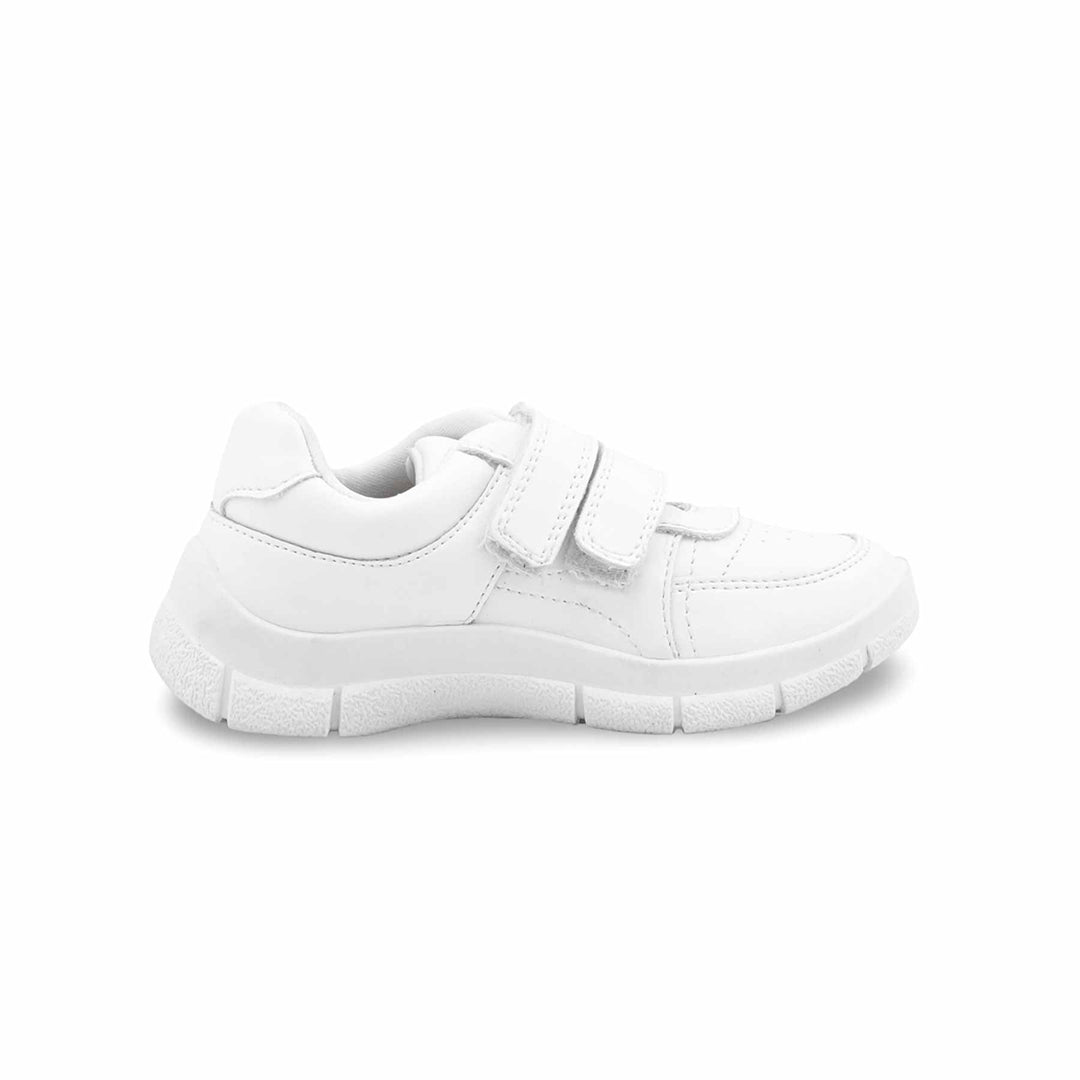 Boys White Dual Strap Schools Shoes WKS035