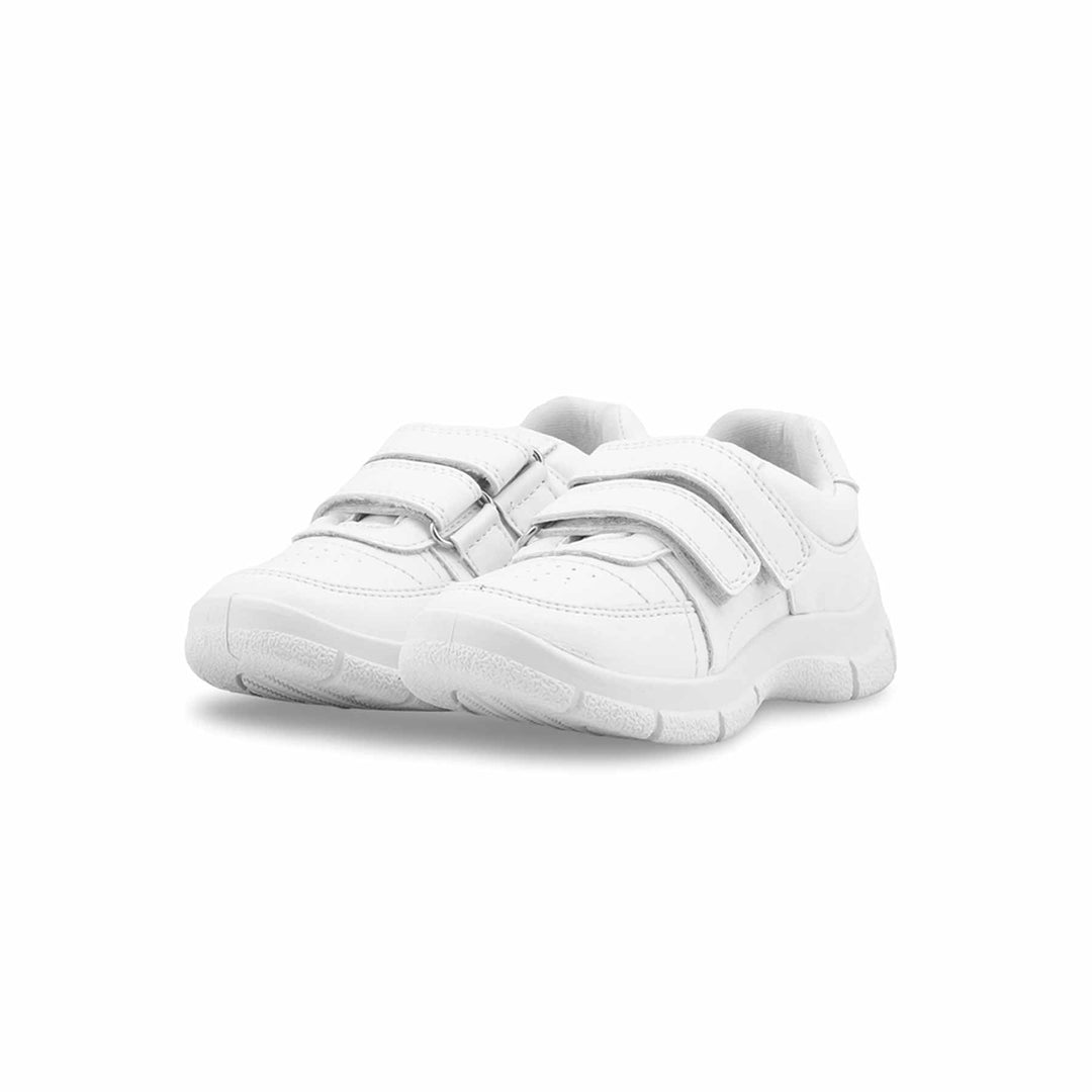 Boys White Dual Strap Schools Shoes WKS035