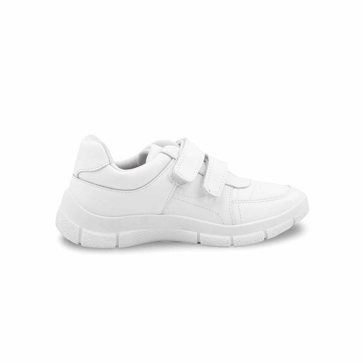 Boys White Dual Strap Schools Shoes WKS036