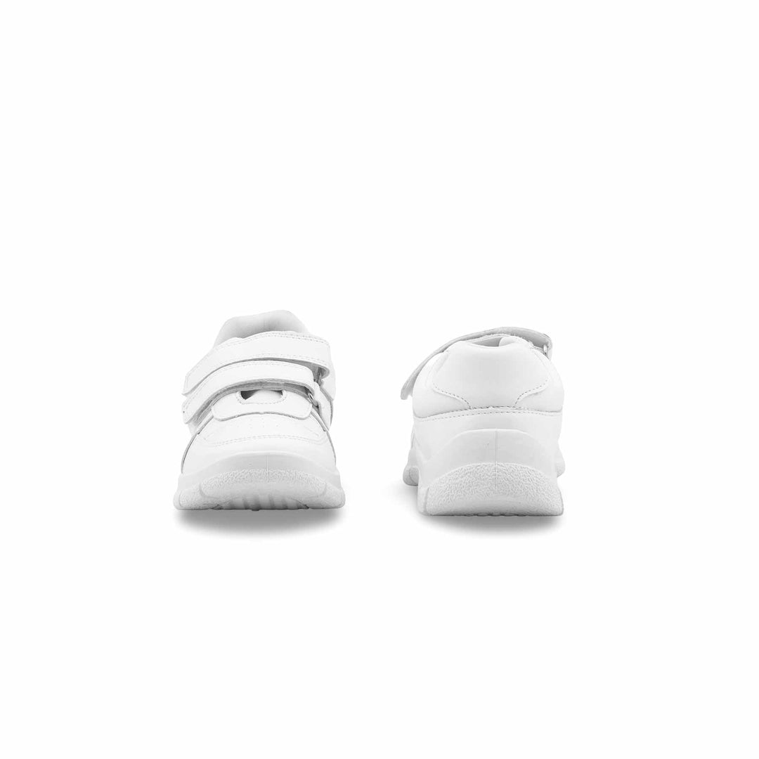 Boys White Dual Strap Schools Shoes WKS036