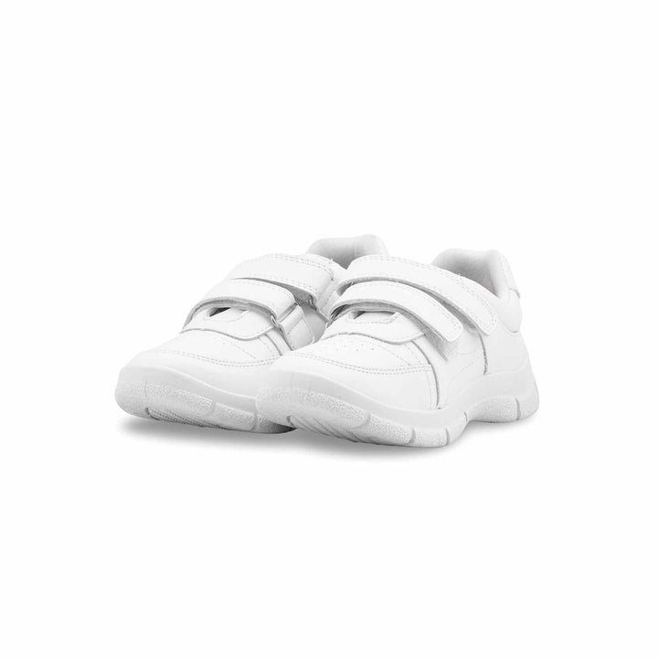 Boys White Dual Strap Schools Shoes WKS036