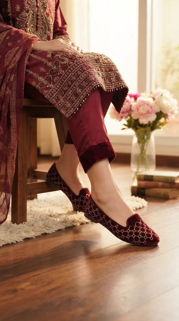 Maroon Pumps For Ladies WN1501