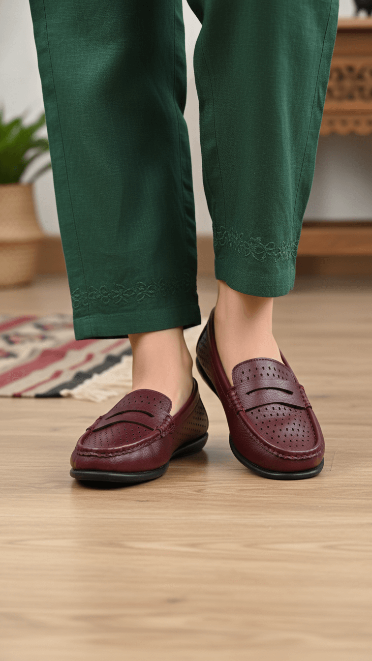 Maroon Moccasin For Ladies WN4491