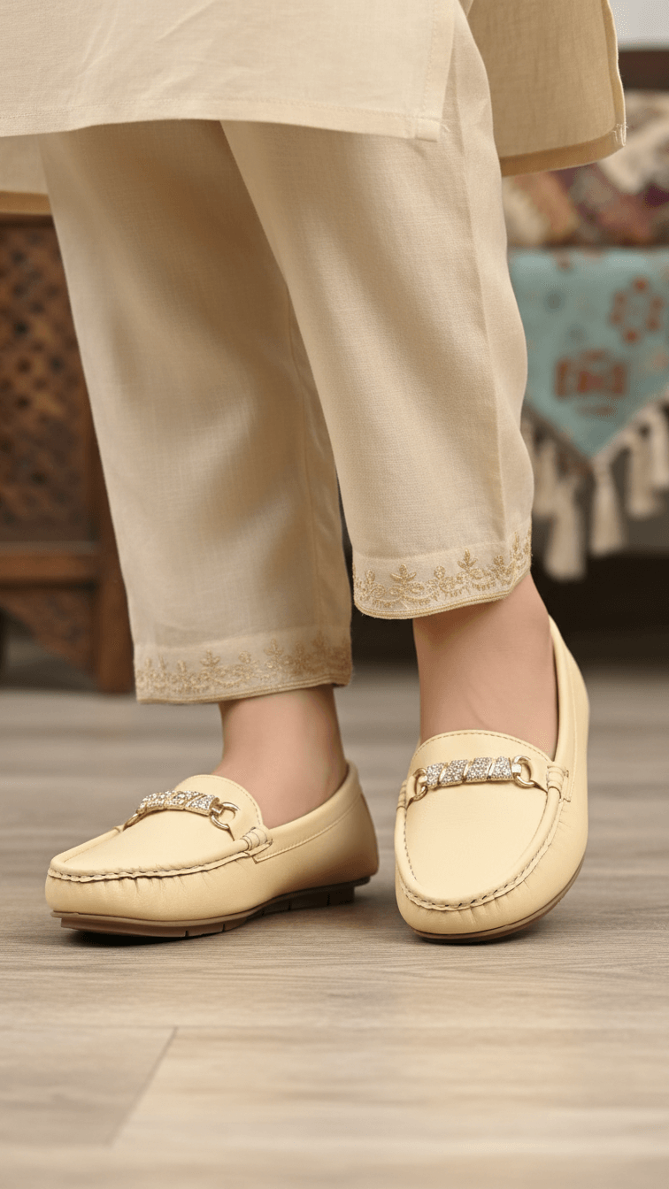 Cream Moccasin For Ladies WN4508