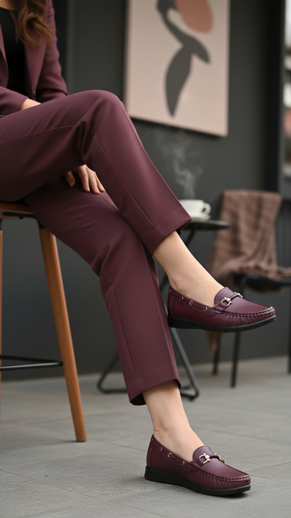 Maroon Moccasin For Ladies WN4513