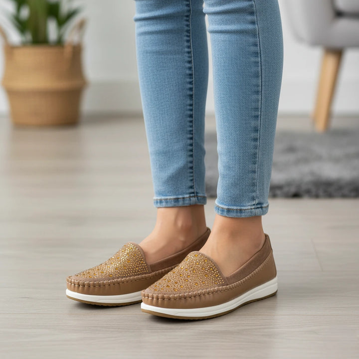 Beige Moccasin For Women WN4514