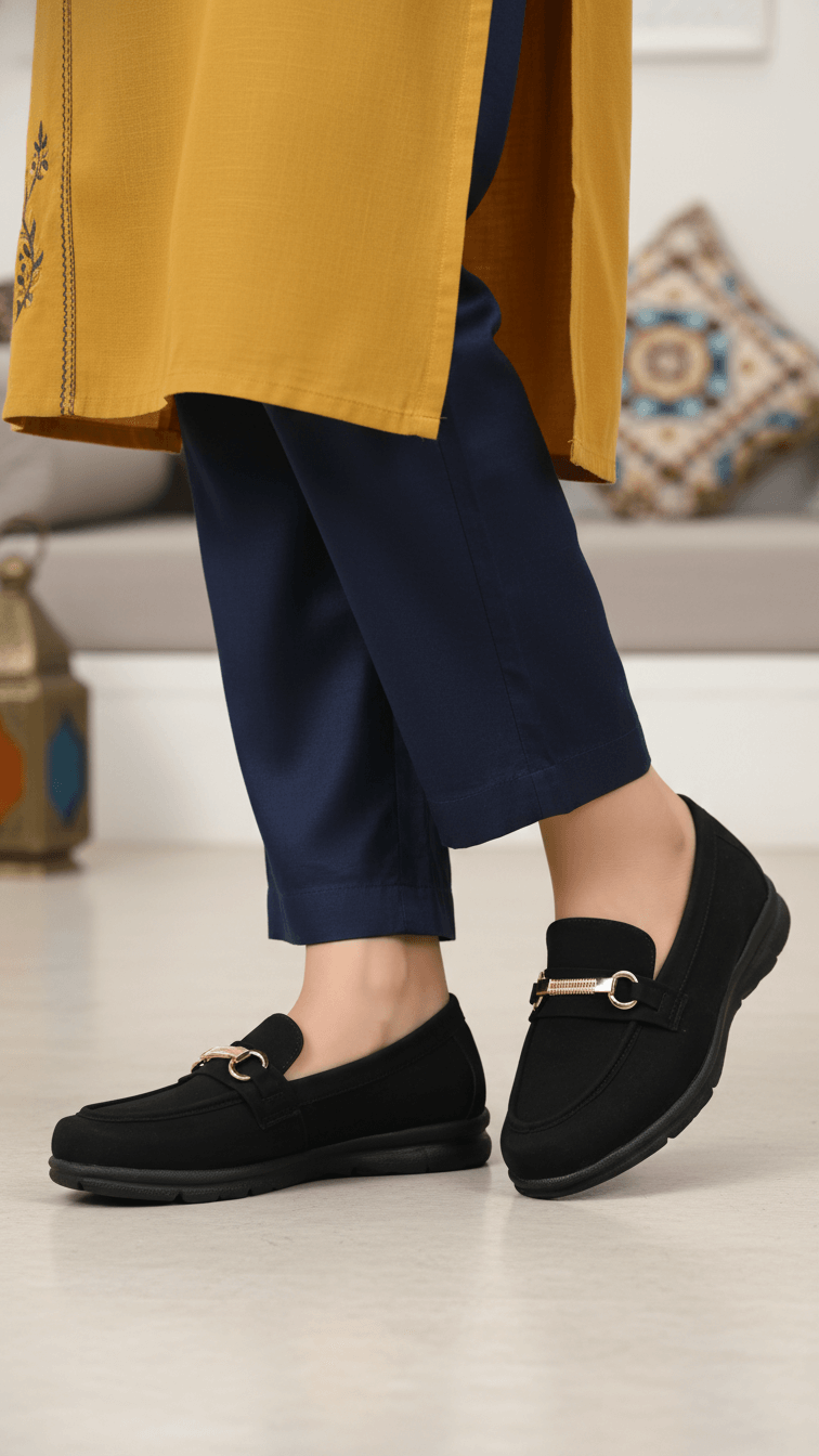 Black Women Moccasin WN4537