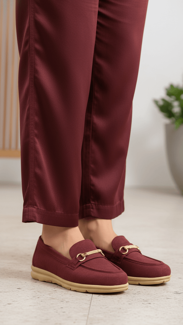 Maroon Women Moccasin WN4537