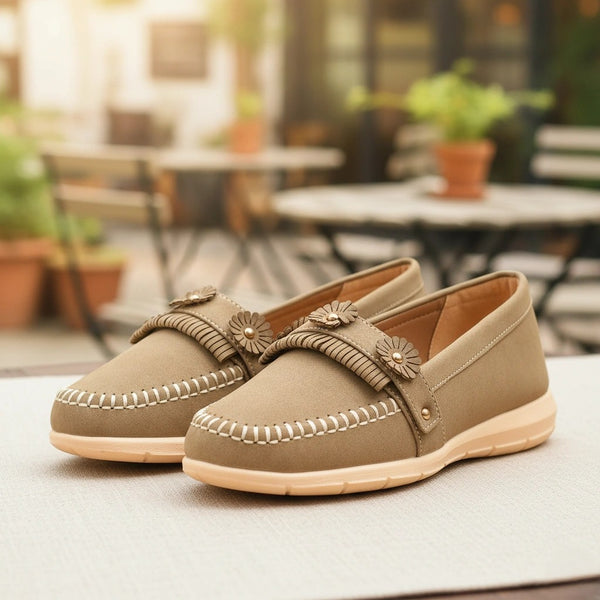 Beige Moccasin For Ladies WN4558