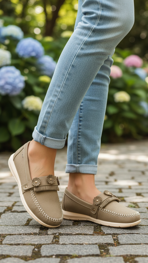 Beige Moccasin For Ladies WN4558