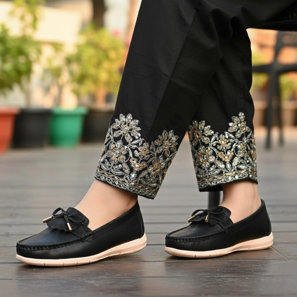 Black Women Moccasin WN4561