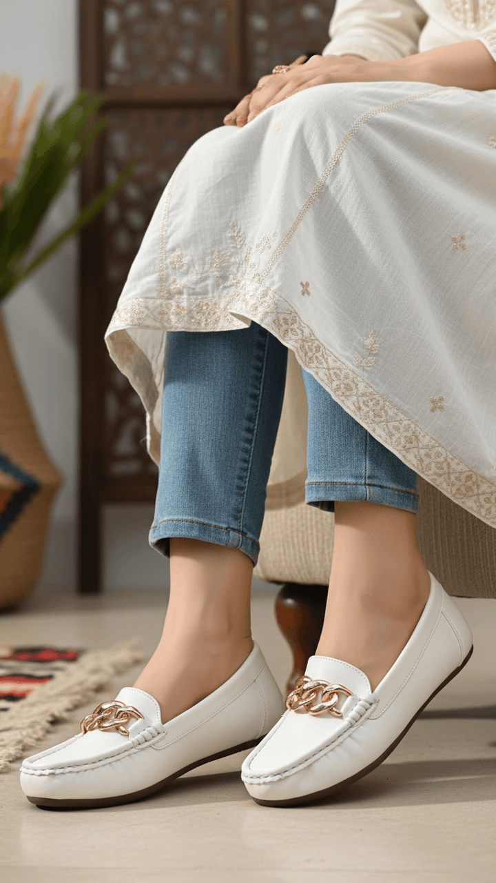 Cream Women Moccasin WN4572