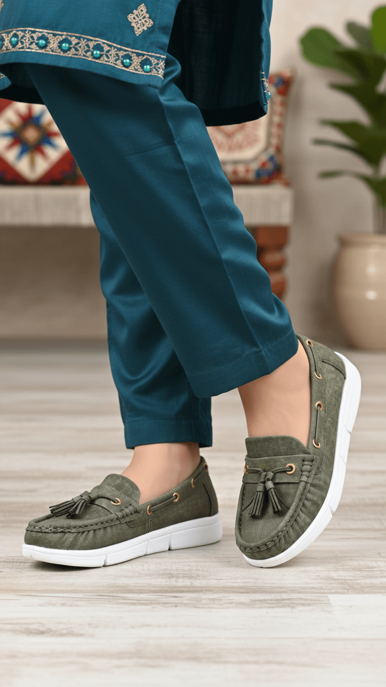 Green Moccasin For Ladies WN4581