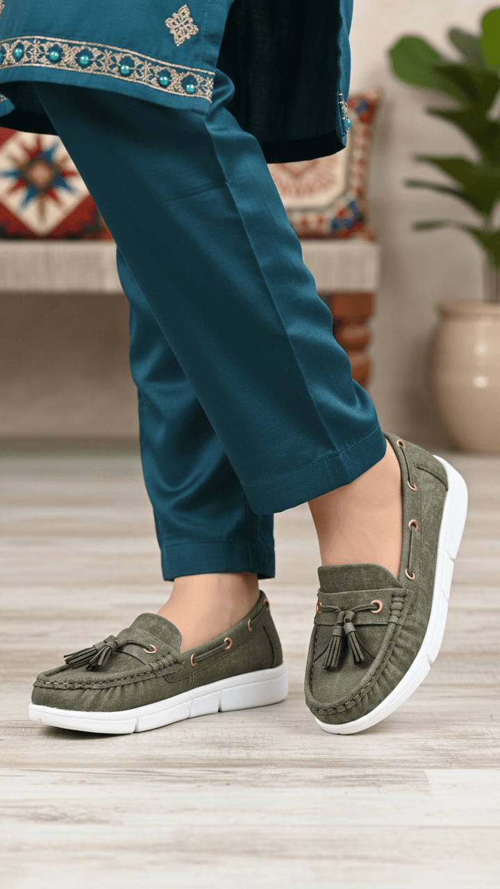 Green Moccasin For Ladies WN4581