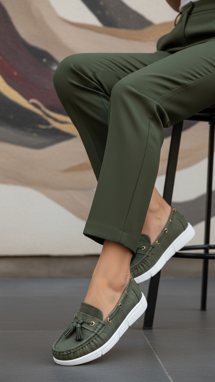 Green Moccasin For Ladies WN4581