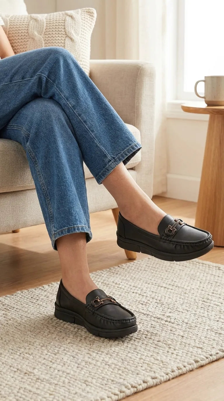 Black Moccasin For Women WN4598