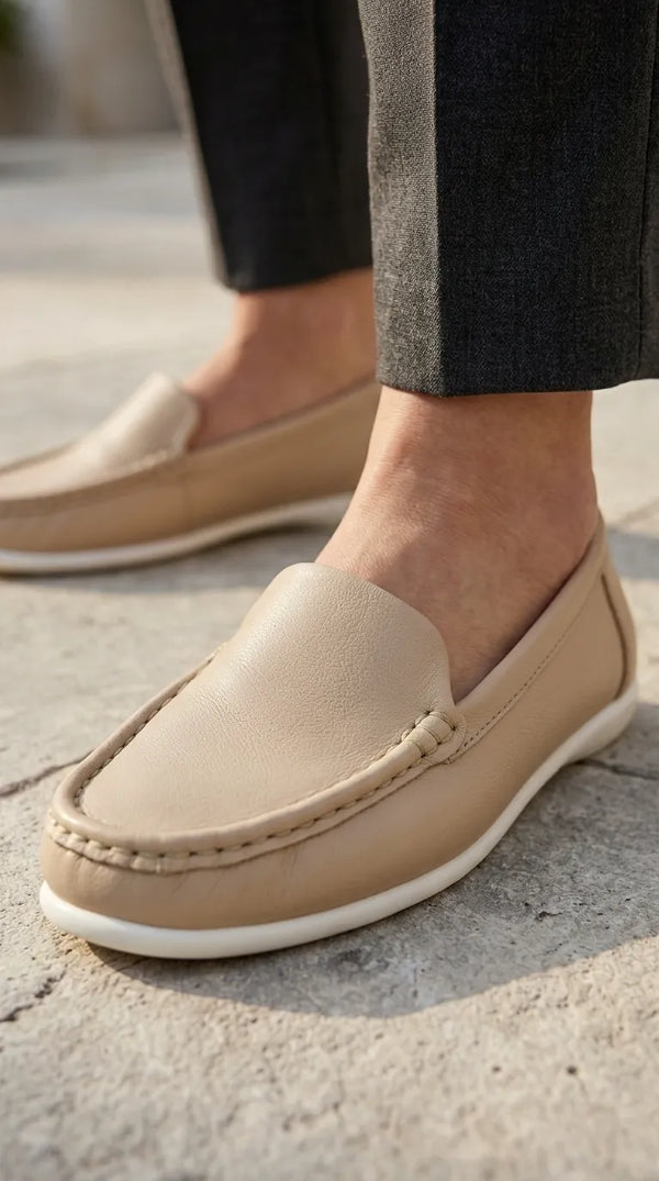 Beige Moccasin For Ladies WN4622