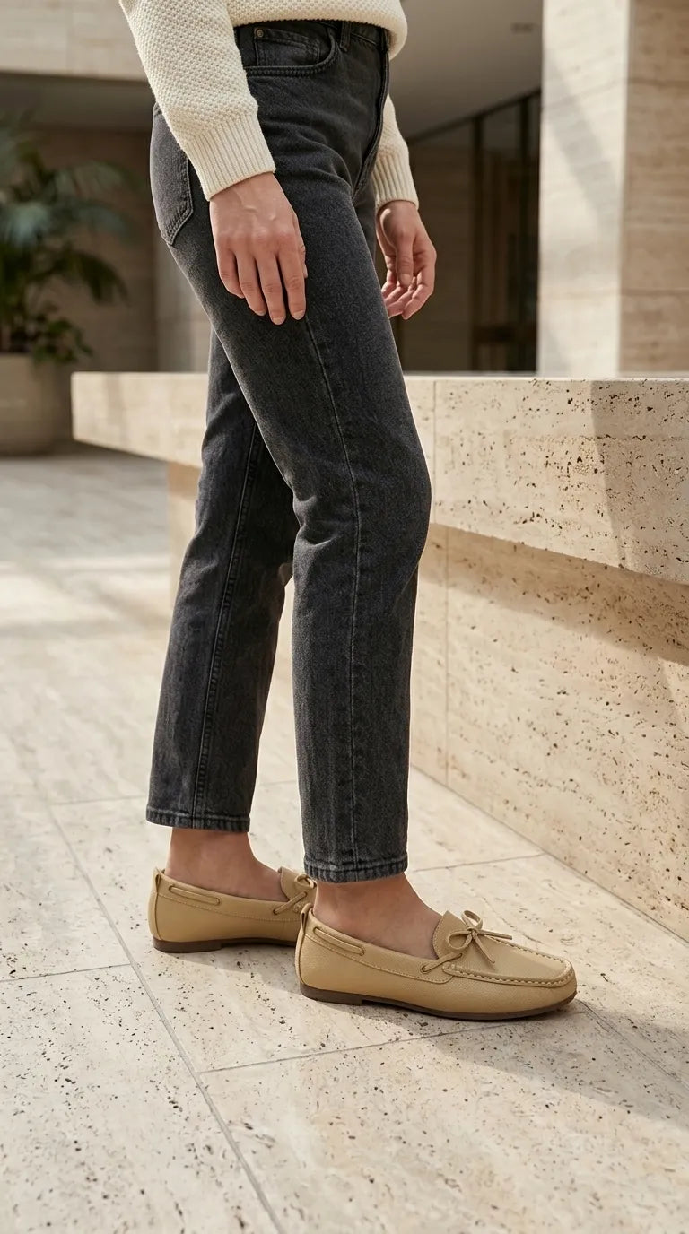 Beige Moccasin For Ladies WN4632