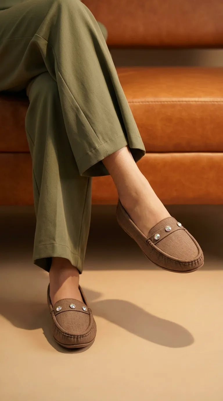 Brown Moccasin For Ladies WN4641