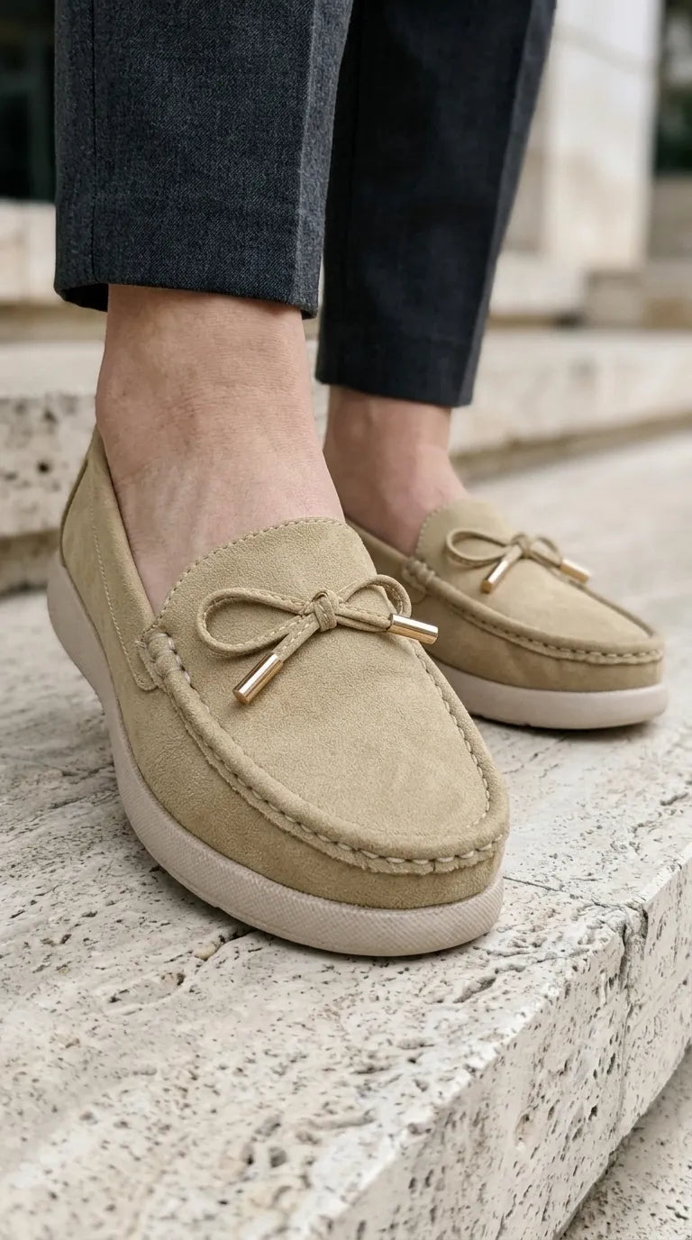 Beige Moccasin For Ladies WN4645