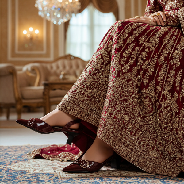 Maroon Fancy Bridal Back Open WN5441