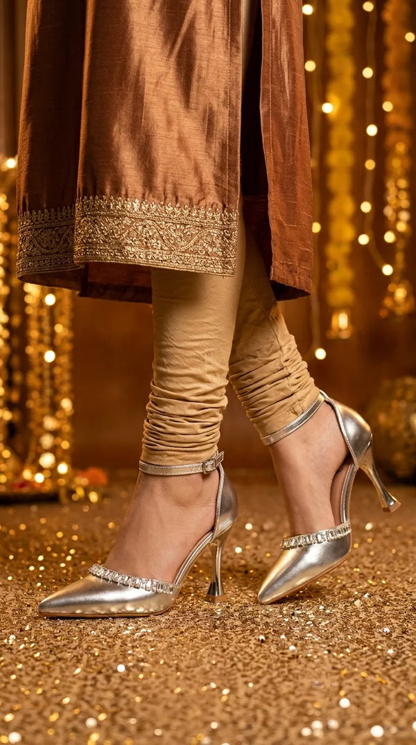 Silver Court Shoes For Women WN5728