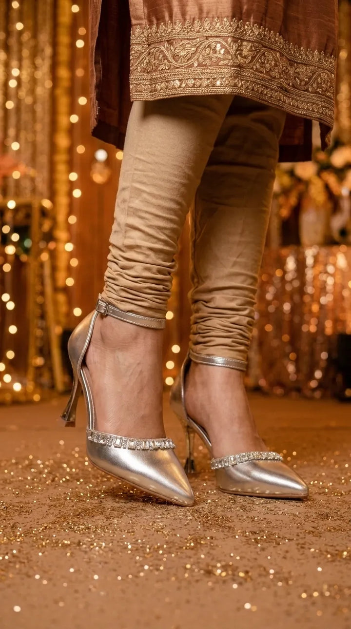 Silver Court Shoes For Women WN5728