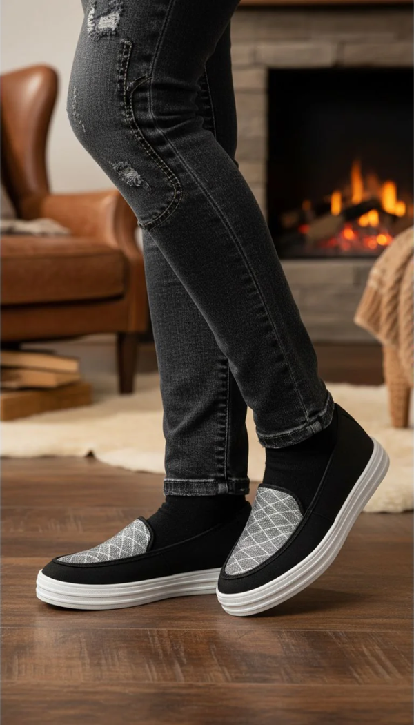 Black Canvas Slip Ons WN6197