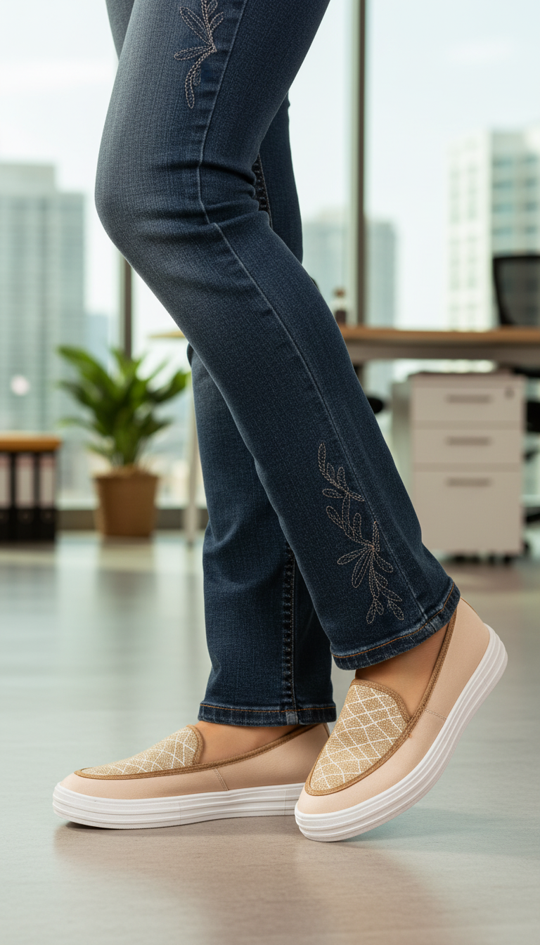 Beige Canvas Slip Ons WN6197